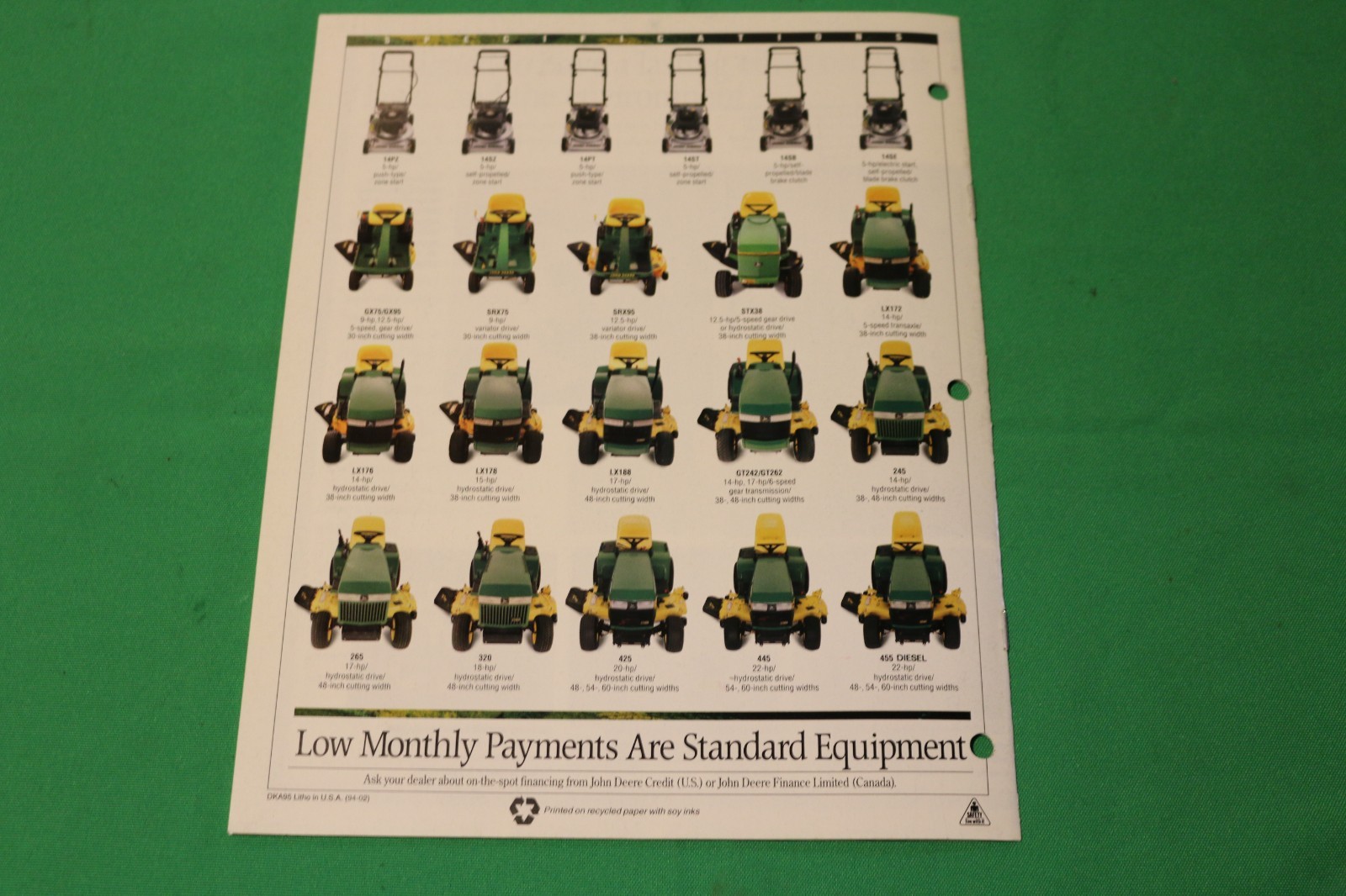 John Deere Tricycler Mowing System For 1994 including 245-455 Models