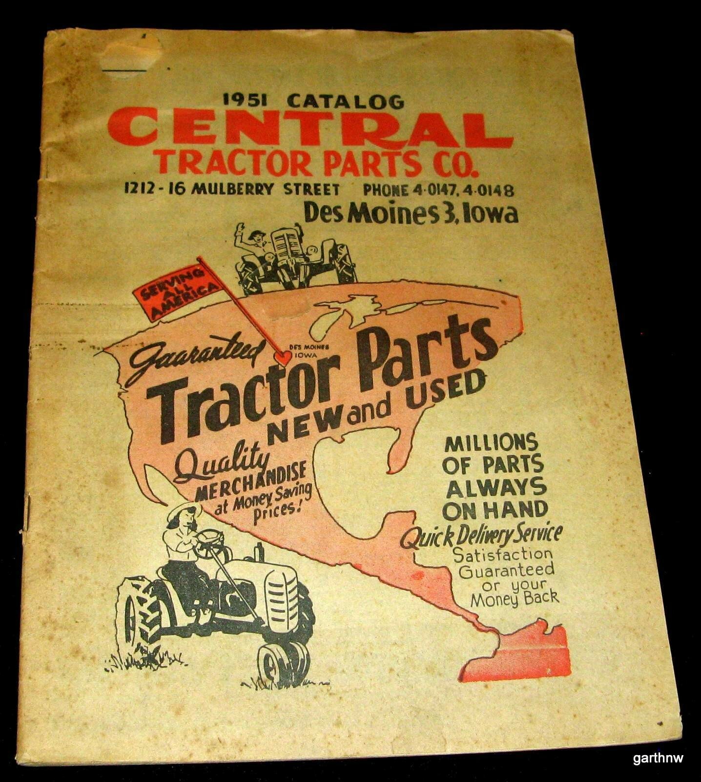 TRACTOR PARTS 1951 CATALOG CENTRAL COMPANY DES MOINES IOWA PICTORIAL PRICE LIST