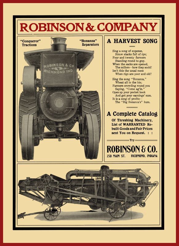 1906 Robinson & Co NEW Metal Sign: Conqueror Traction Engine – Richmond Indiana
