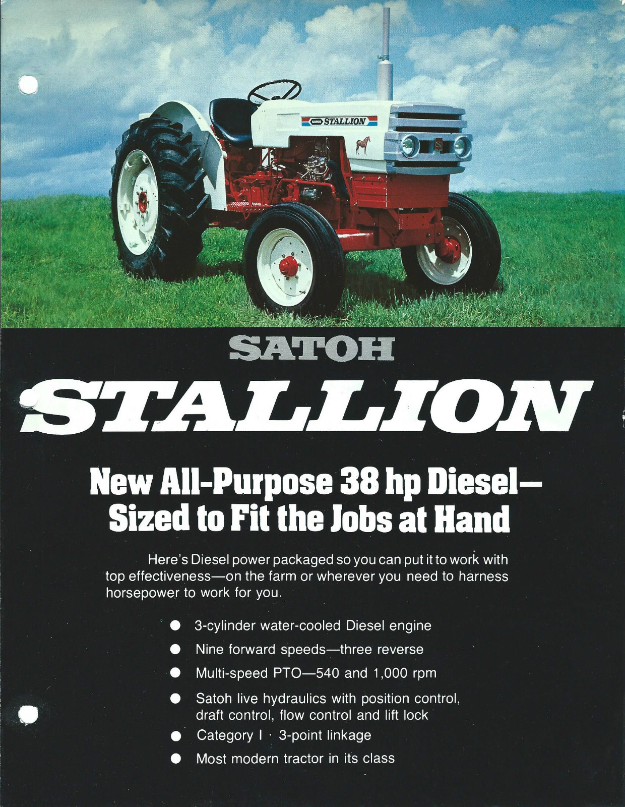 Farm Tractor Brochure – Satoh – Stallion – c1970&rsquo;s – White Red (F4501)