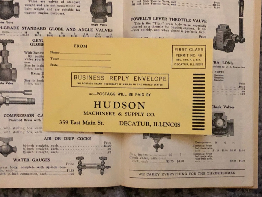 Vintage Hudson Machinery Supply Catalog Decatur Illinois Thresher Supplies 1942