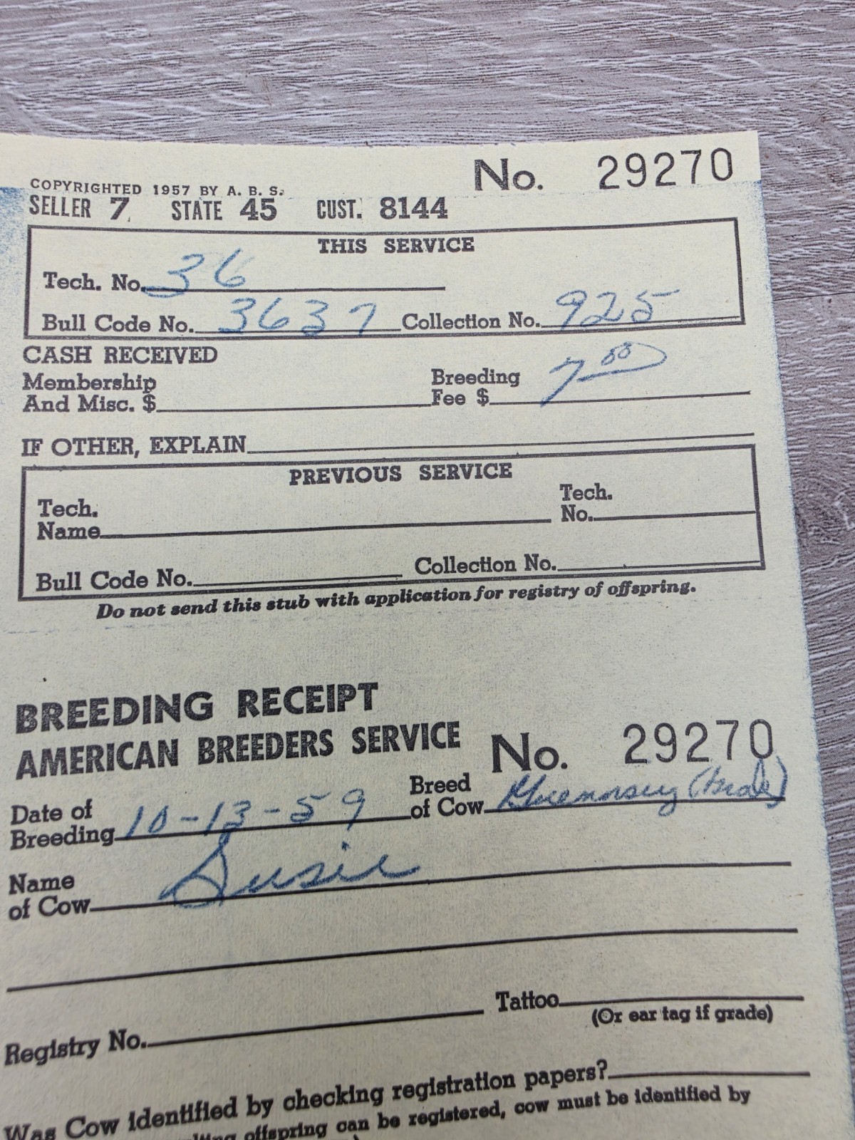 Rare 1957 American Breeders Service Folder Cow Breeding Schedule Advert Filled