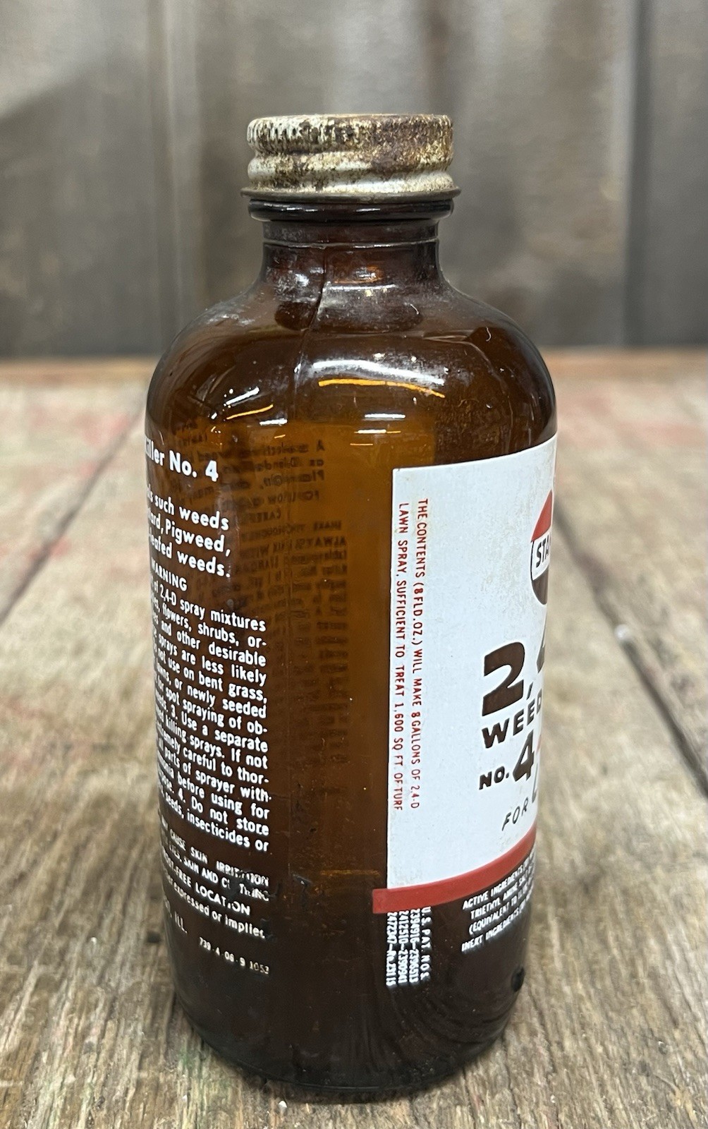 Vintage STANDARD 2,4 -D Weed Killer No. 4 Glass Bottle Empty