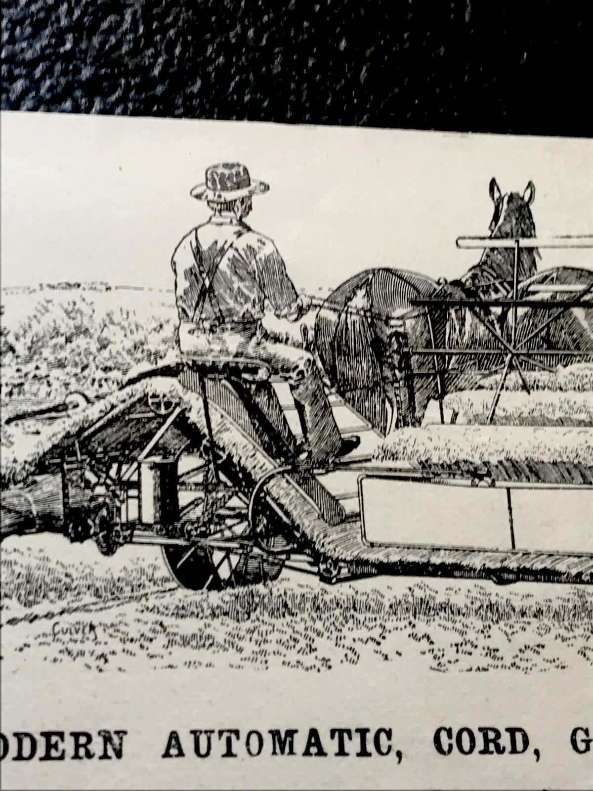 1896 Automatic, Cord, Grain Binder Farm Engraving Advertising