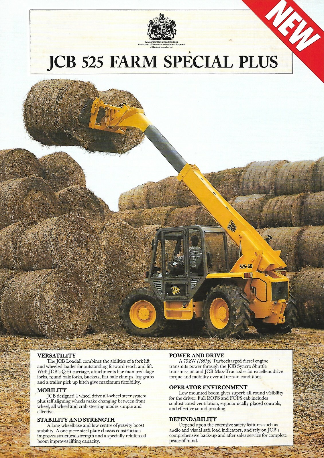 Farm Equipment Brochure JCB – 525 – Farm Special Plus – Loader – 1992 (F7365)