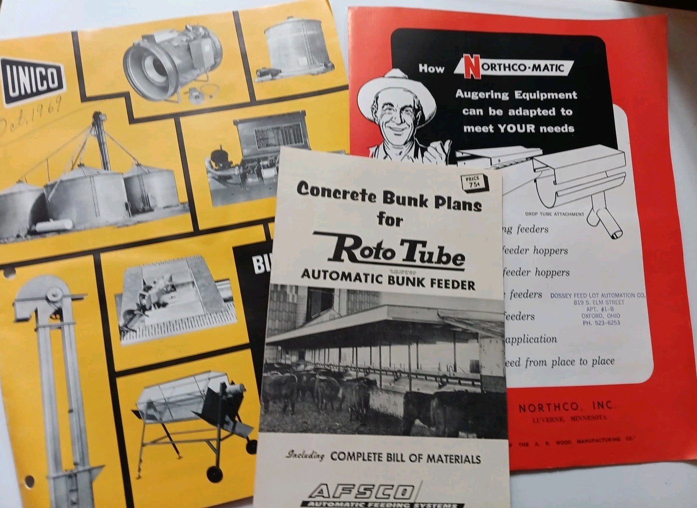 3 Farm Equipment Unico AFSCO Northco-matic Sales Advertising Flyer Brochures