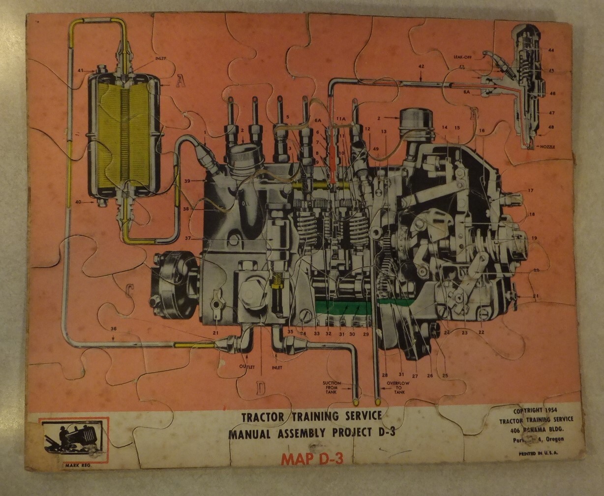 Vintage 1954 Tractor Training Service Project JIGSAW PUZZLE 11&Prime; x 8.5&Prime; MAP D-3