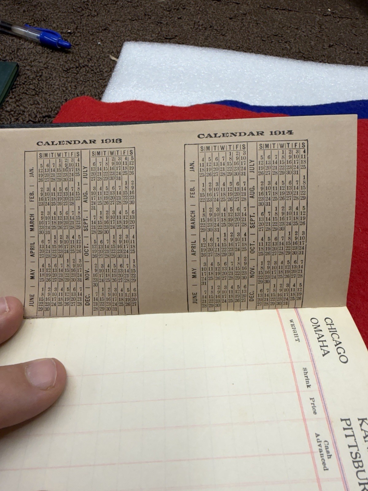 Vintage 1913 Bowles Livestock Commission Company Pocket Note Pad Leather