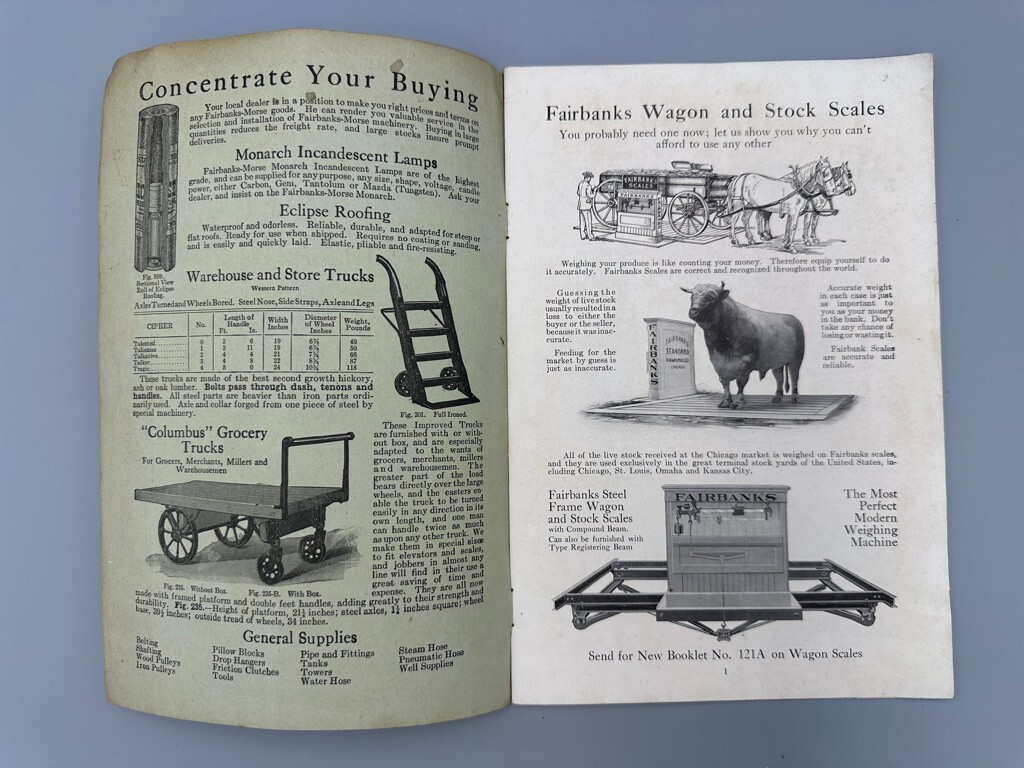 1910 FAIRBANKS MORSE Farm Advertising STOCK SCALES Pump ENGINES Windmill CATALOG