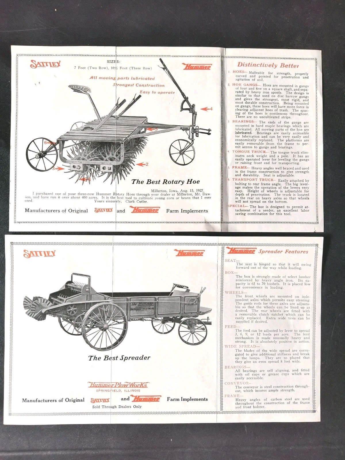 1920s Hummer Plow Works Sales Brochure Lot Springfield Ill. Farm Poster