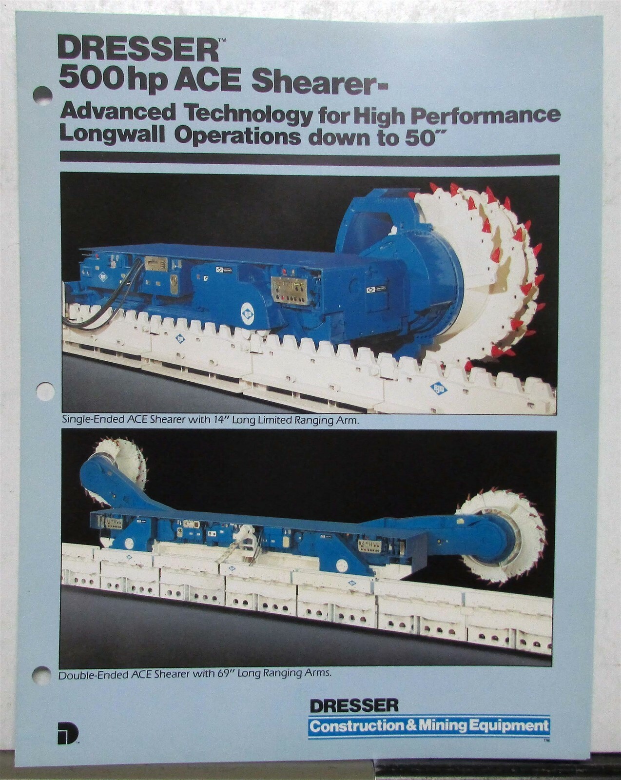 1987 Dresser 500HP Ace Shearer Specifications Construction Sales Brochure