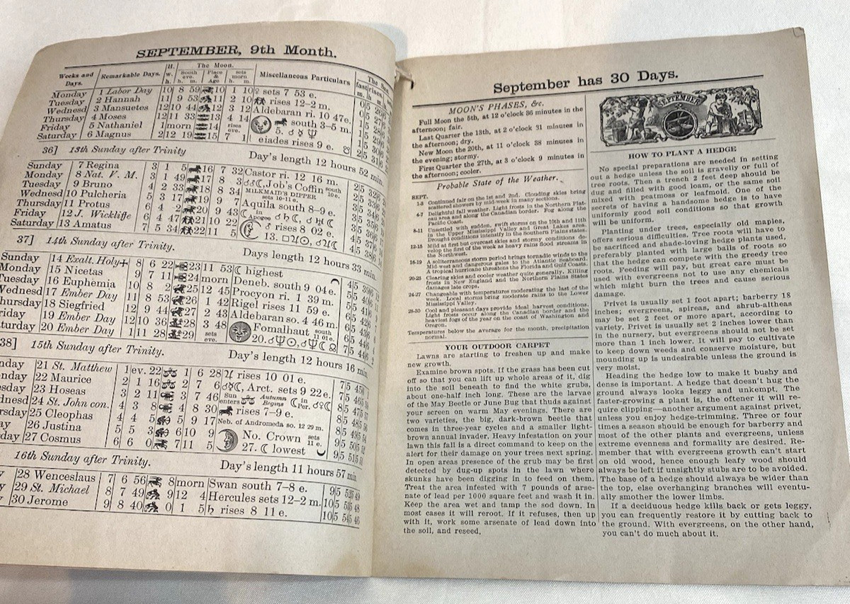 Vintage 1941 John Baers Sons AGRICULTURAL ALMANAC Lancaster PA FARMERS