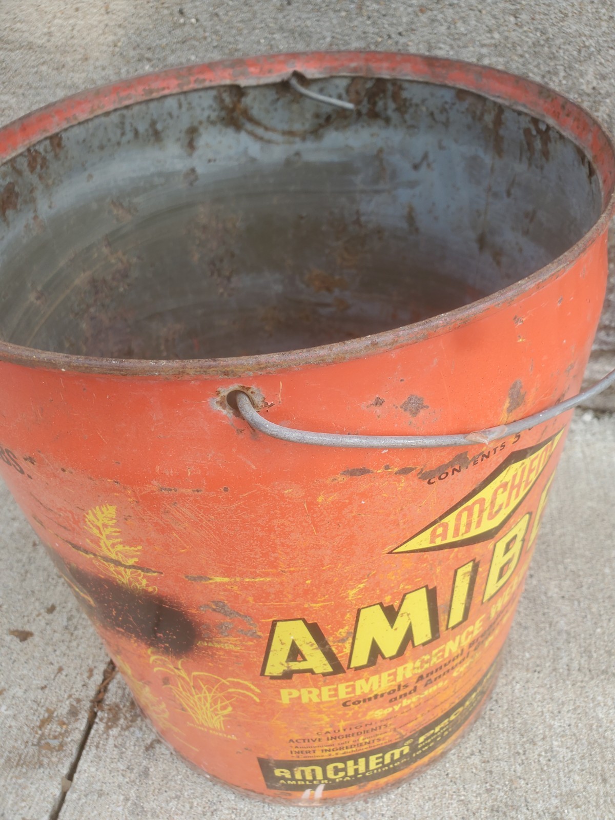 5 Gallon Metal Can Amiben Herbicide No Lid Soybean Weed Control Farm Decor #4