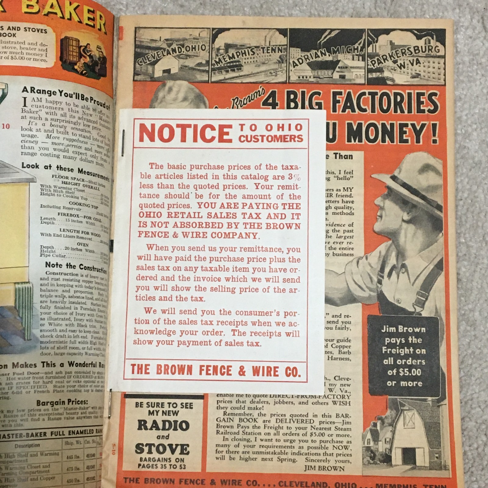 Vntg 1935 Jim Brown&rsquo;s Bargain Book Catalog, Tools Fence Heater Range Paint Roof