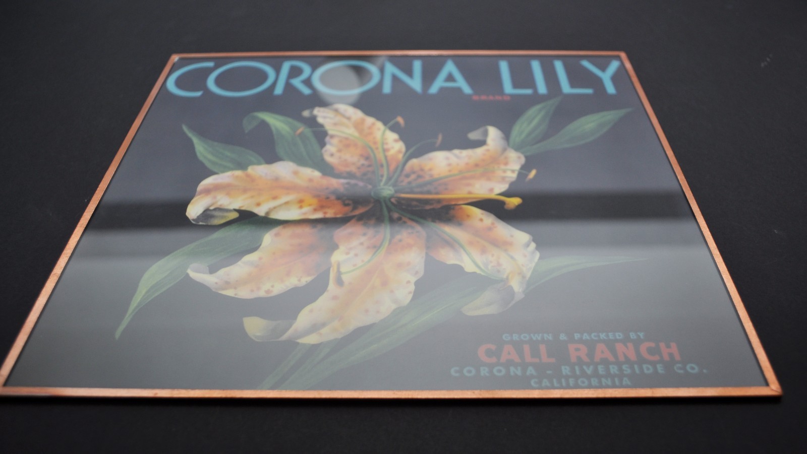 VINTAGE Framed Advertising Fruit Box CORONA LILY Fine Reproduction SIGN PRINT