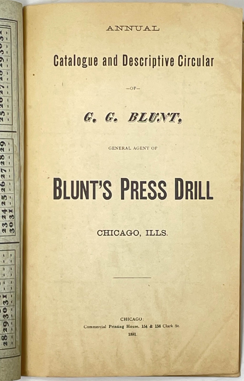Blunt&rsquo;s Press Drill Seed Planting 1881 Rare Victorian Agriculture Catalog