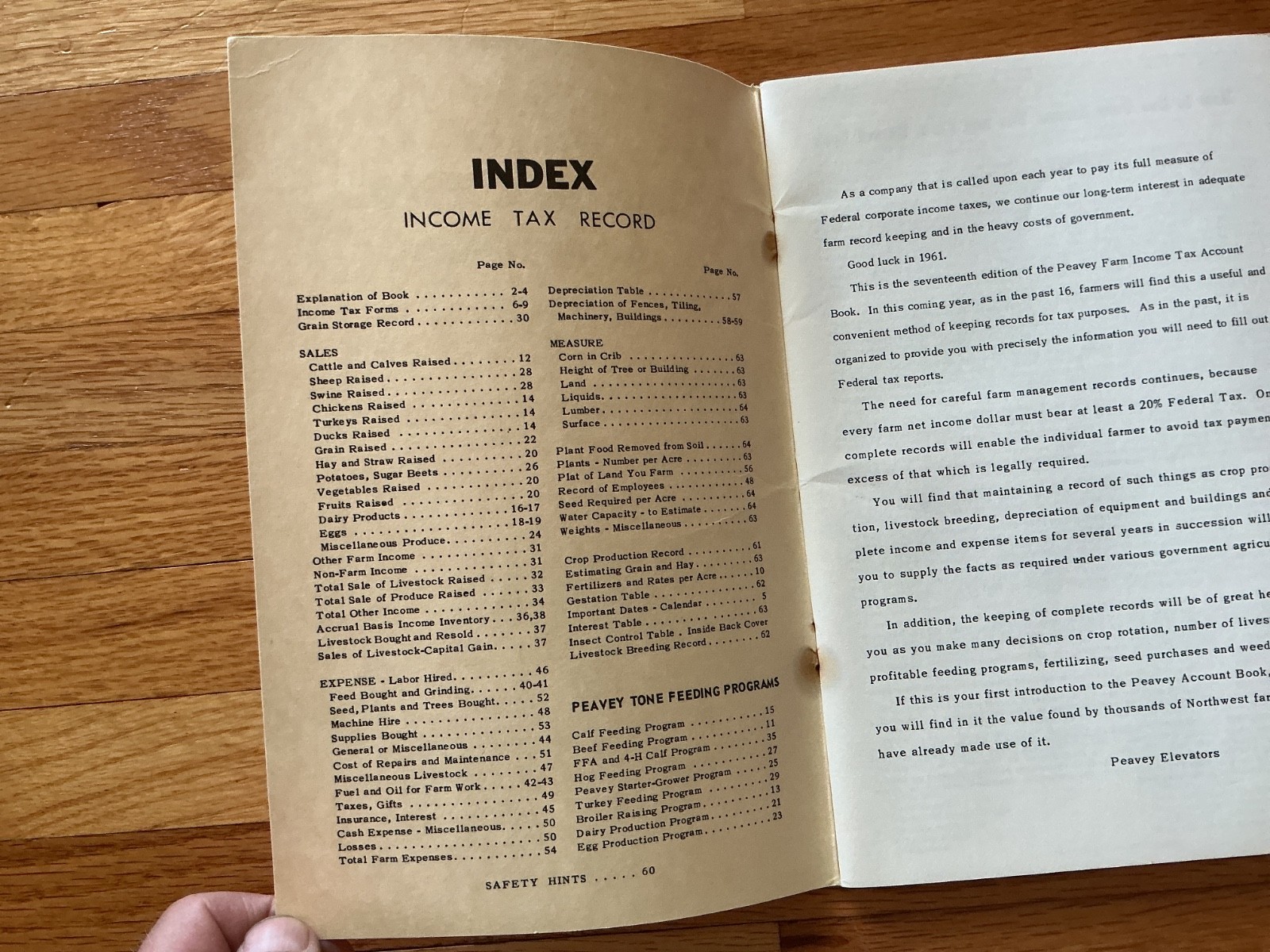 Vtg. 1961 Farm Acct. Tax & Record Book – Peavey Elevators – Mpls., Minnesota