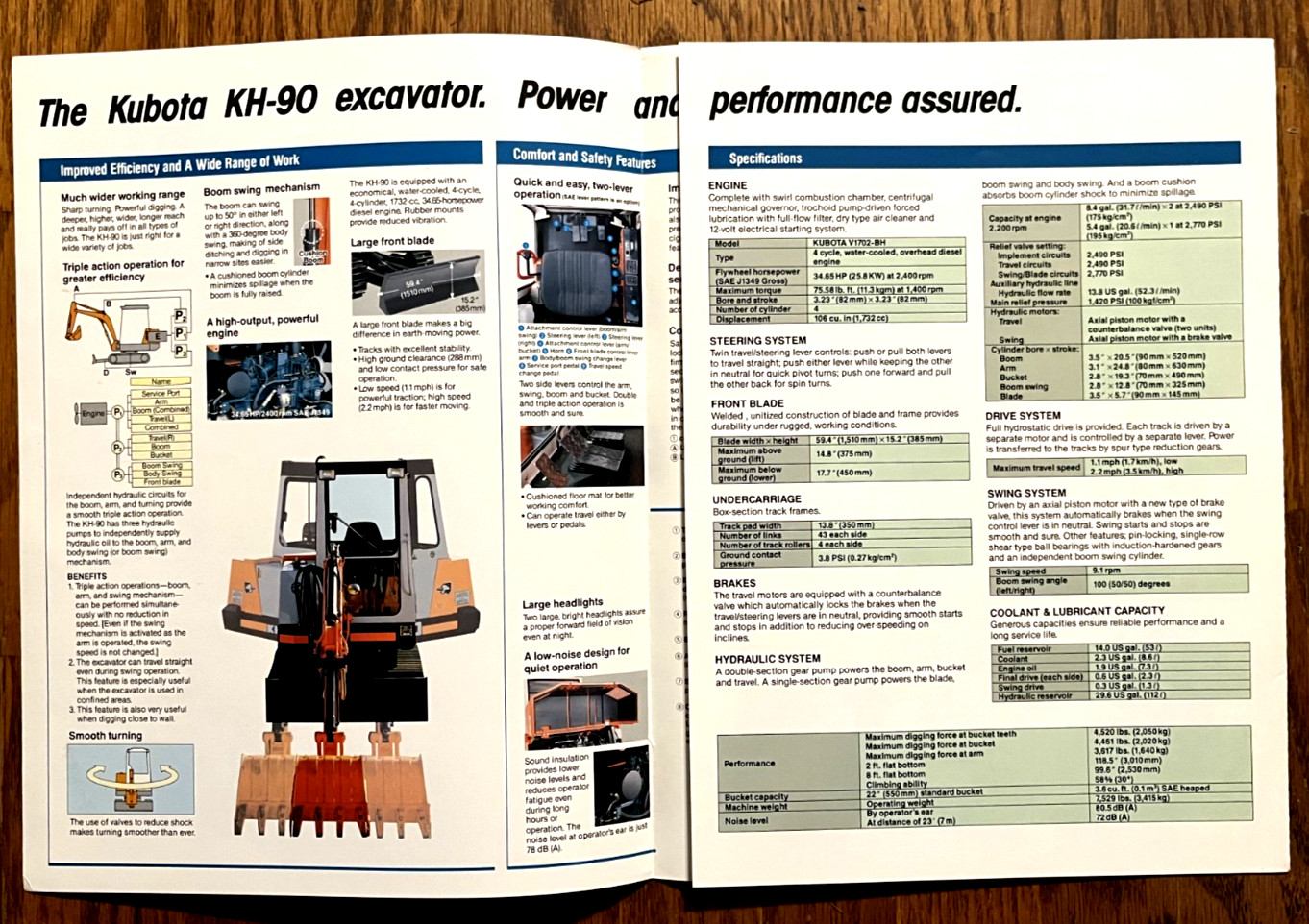 Kubota KH-90 Excavator sales brochure Kubota Tractor Corp