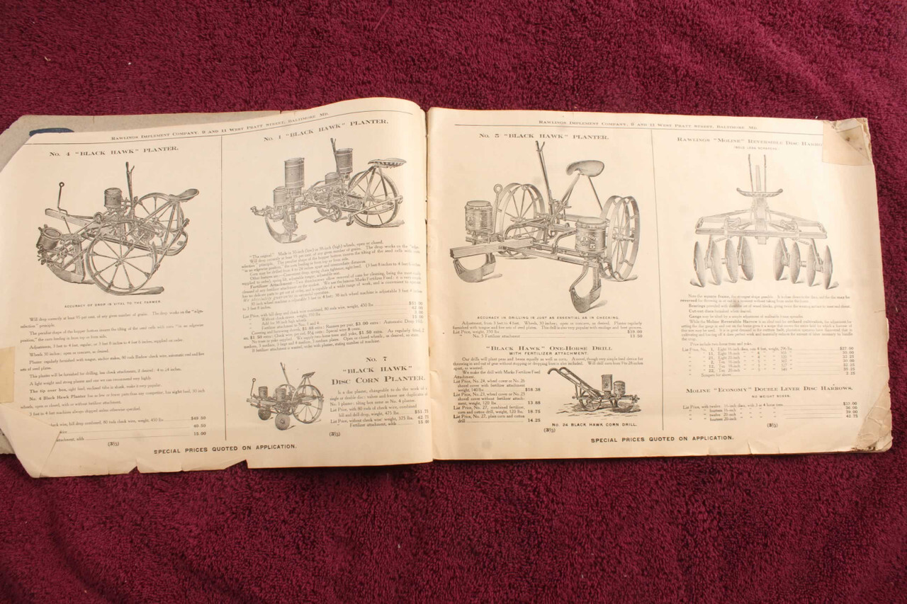 Antique 1908 Rawlings Implement Company Catalog Farm Machinery