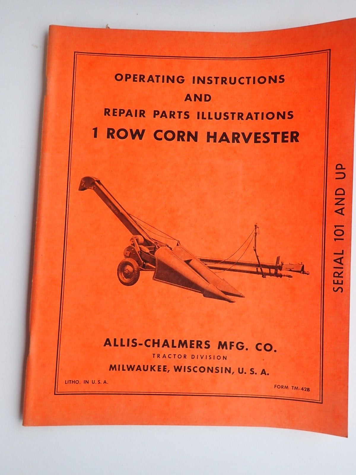 Original 1950s Allis Chalmers One Row Corn Harvester Repair / Parts Catalog