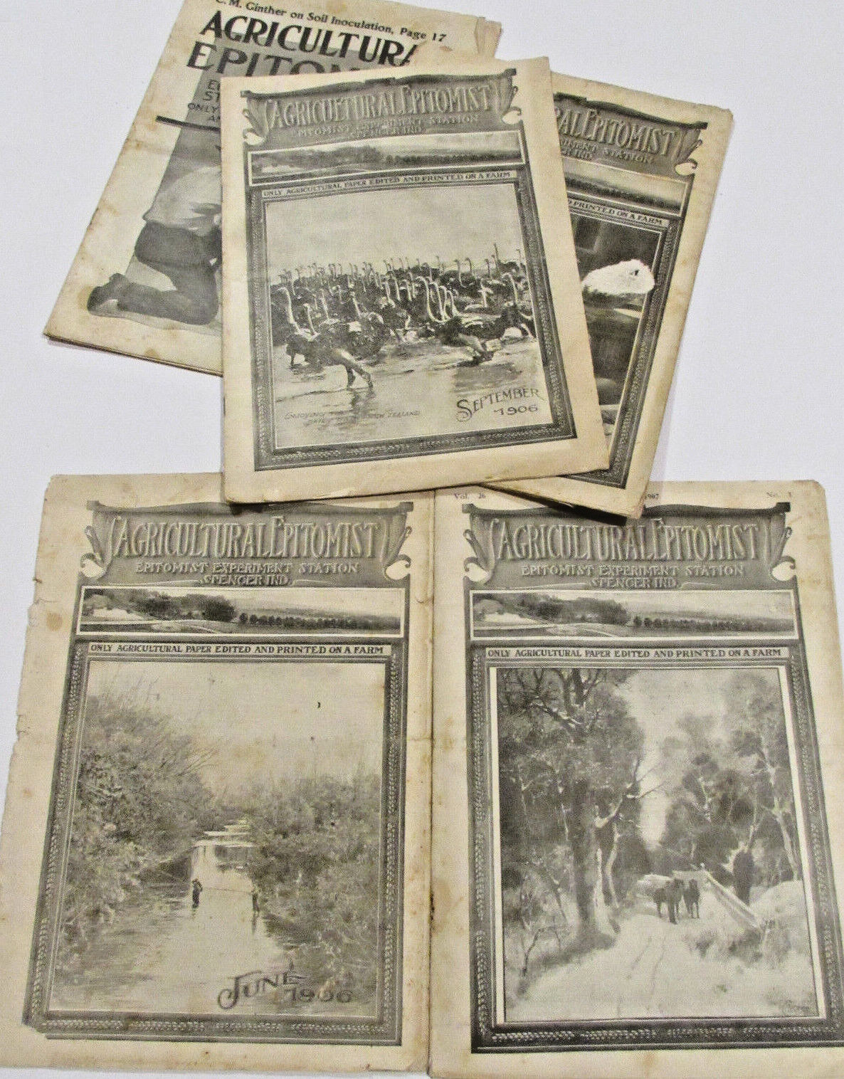 5 VTG 1906-07 &lsquo;AGRICULTURAL EPITOMIST&rsquo; MAGAZINES! ONLY PAPER PRINTED ON A FARM!
