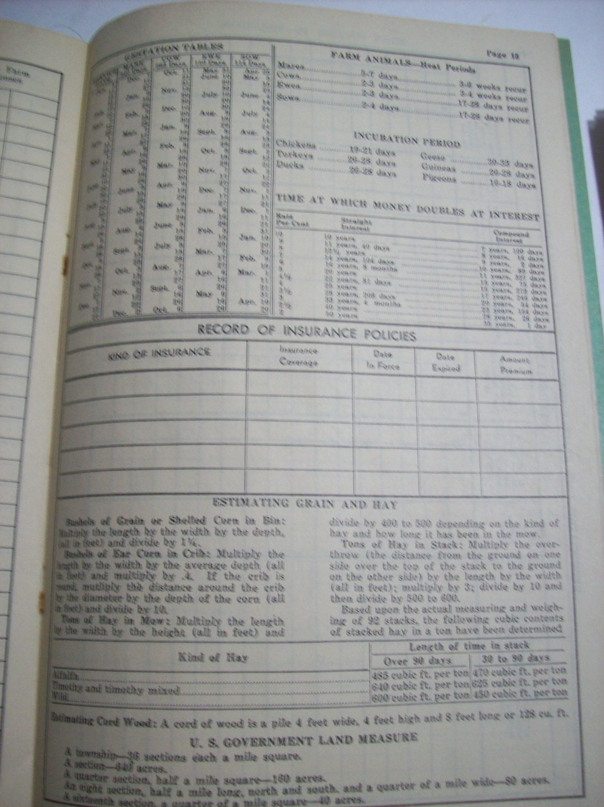 1948 FARM RECORD BOOK, NATIONAL FARM LOAN ASSOCIATION, BARABOO WIS. and MORTGAGE