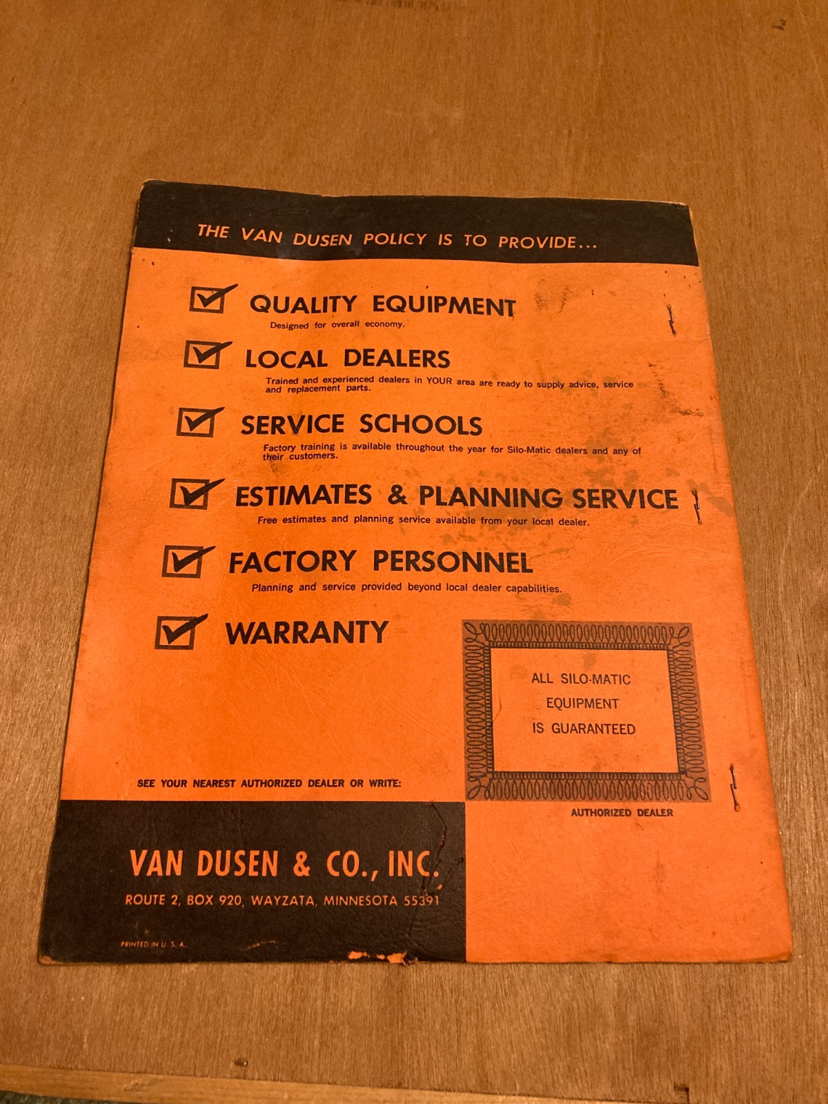 Van Dusen & Co. Silo-Matic Feeding Systems Model 224 Unloader Owner&rsquo;s Manual