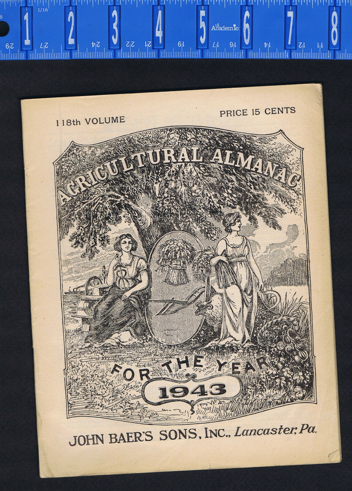 1943 John Baer’s Sons Agricultural Almanac Lancaster, PA – Vol 118