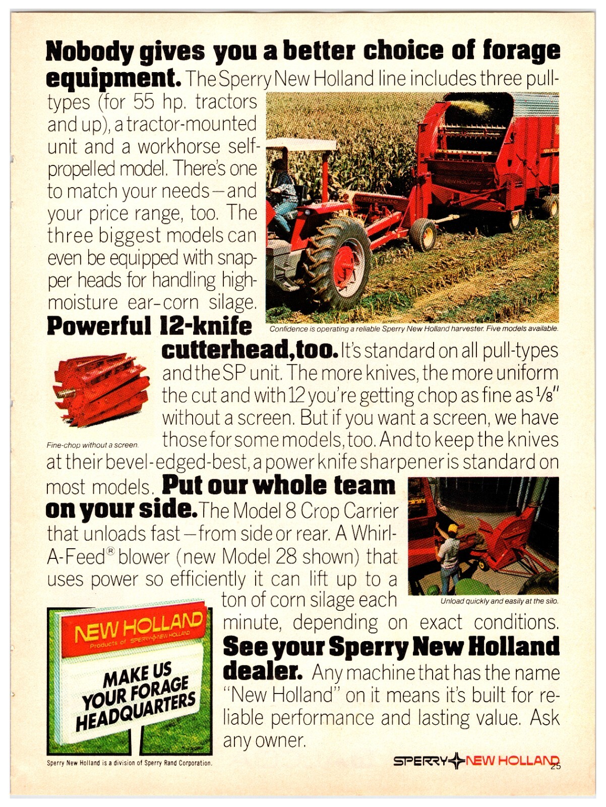 1970s New Holland Forage Equipment Original Ad (11 x 8.5) – Print Advertisement