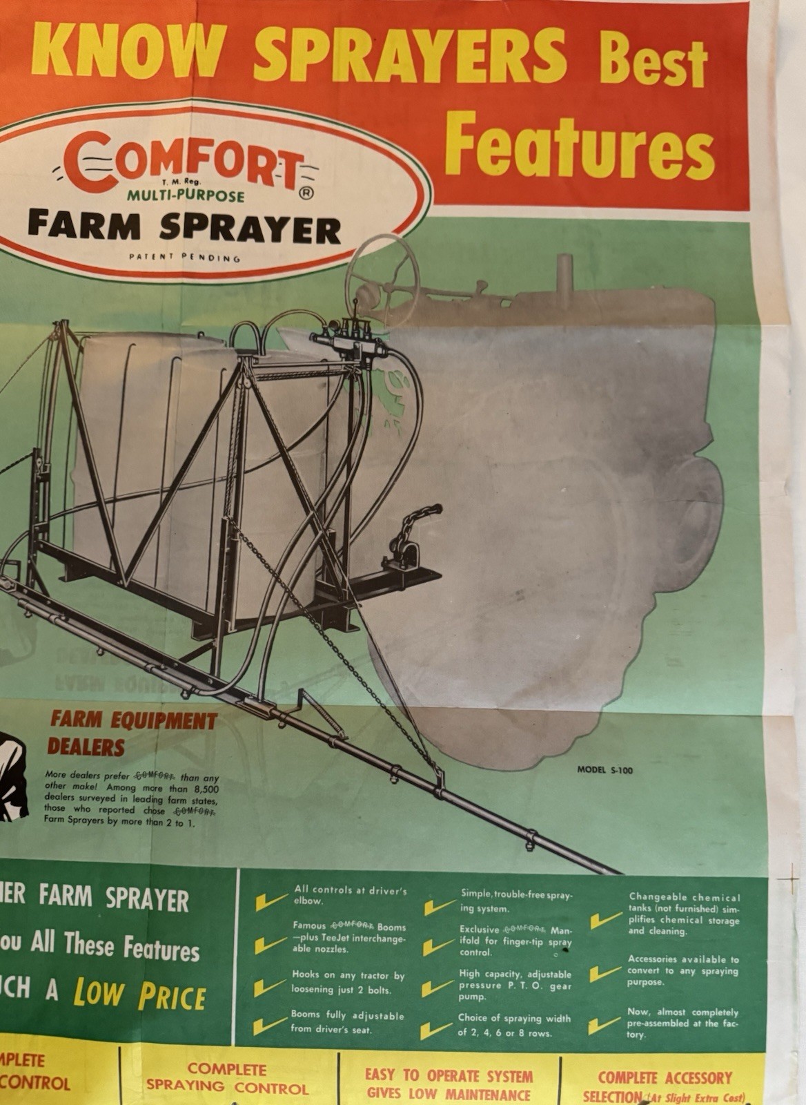 Vintage 1960&rsquo;s Comfort Farm Sprayer Dealer Brochure With 27.5X22 Inch Poster
