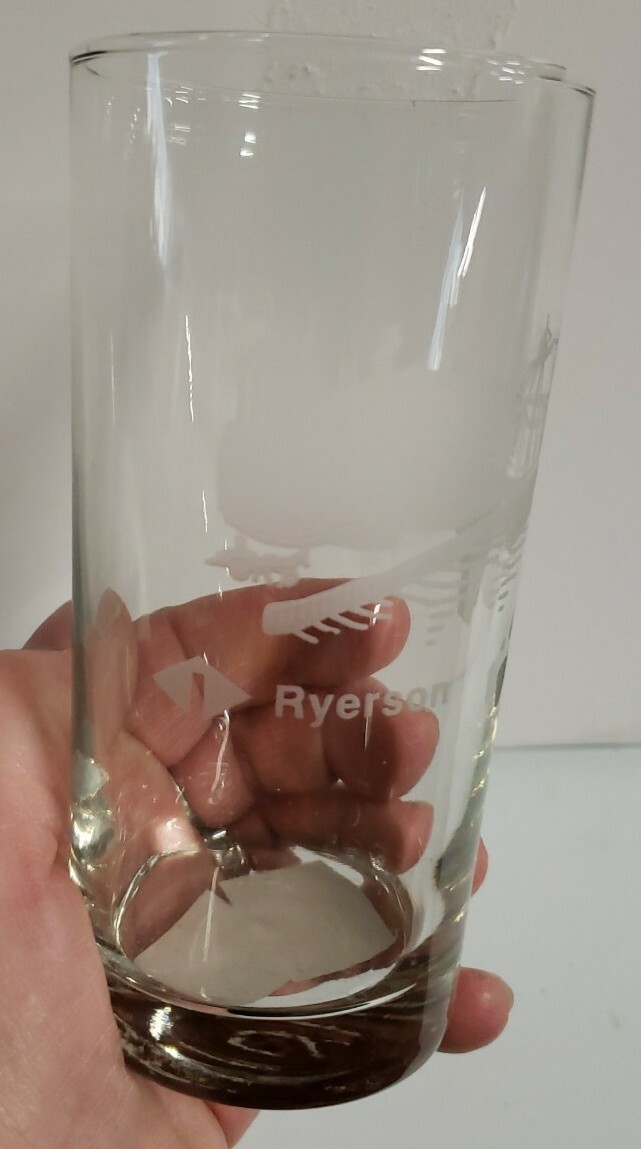 RARE NEW Inland Steel Logo Ryerson Ship, Company Building Etc Acid Etched Glass