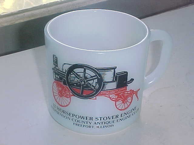 Stephenson Co Antique Engine Club STOVER ENGINE Coffee Cup Freeport IL 1979 hit