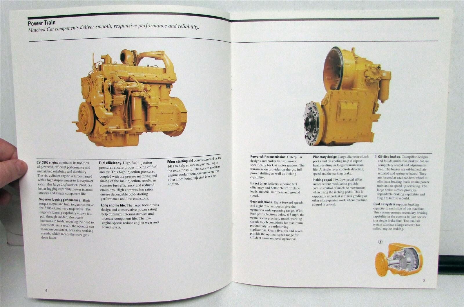 1995 Caterpillar 14H Road Motor Grader Specifications Construction Sale Brochure
