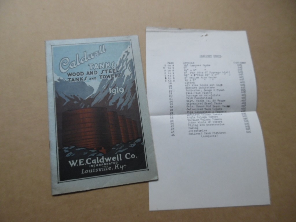 1919 W.D. Caldwell Co. Water Tank Tower Catalog Louisville Kentucky Antique VG