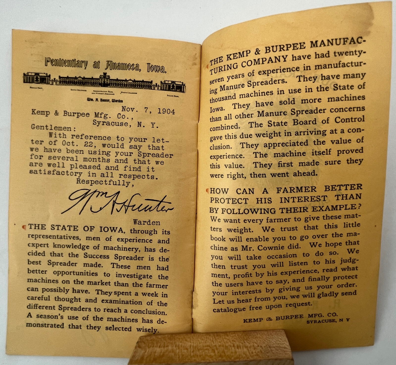 1905 Why The State Iowa Bought Success Manure Spreaders Kemp & Burpee Syracuse