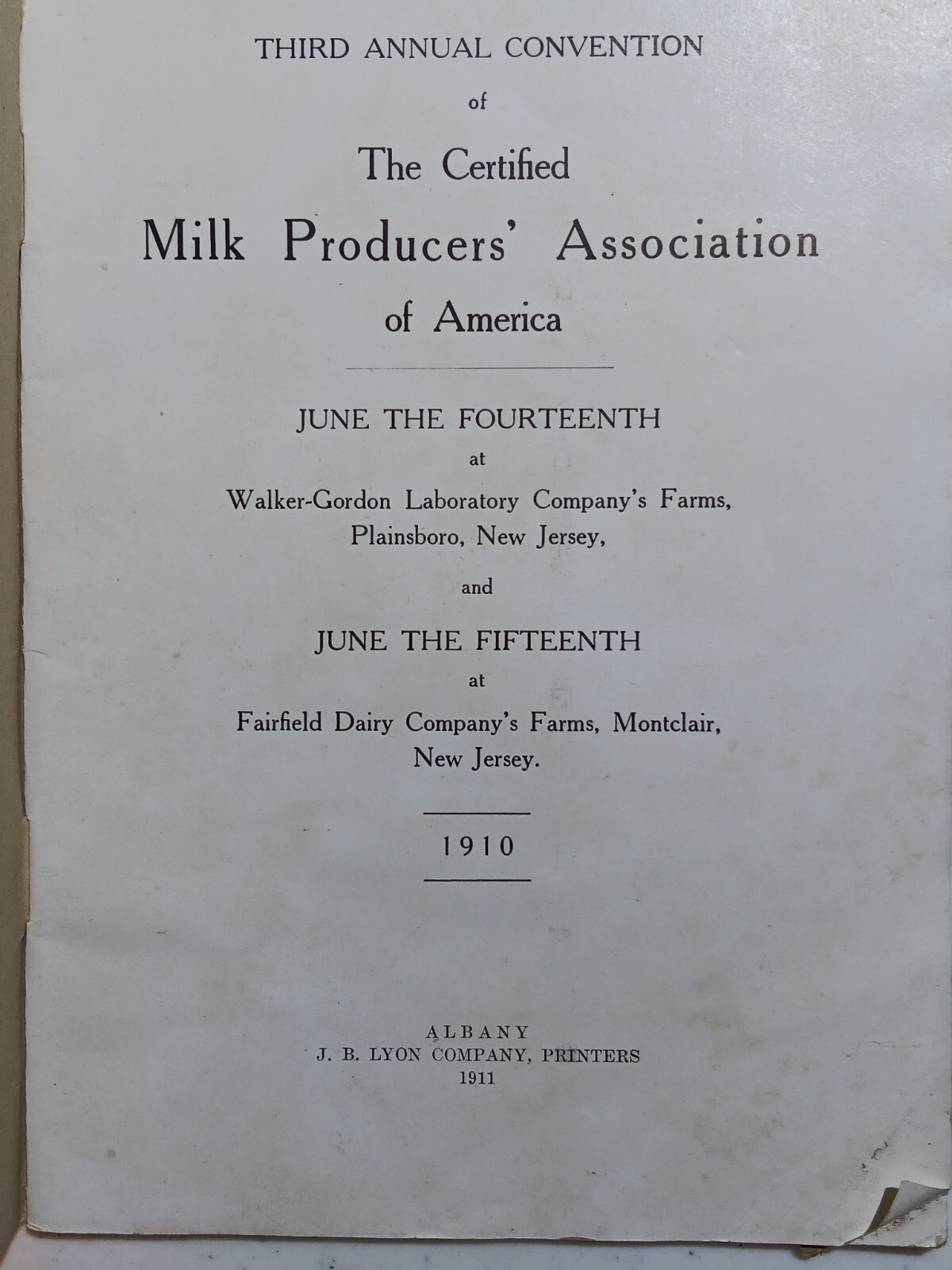1910 Certified Milk Producers Association Convention Proceedings Book Dairy