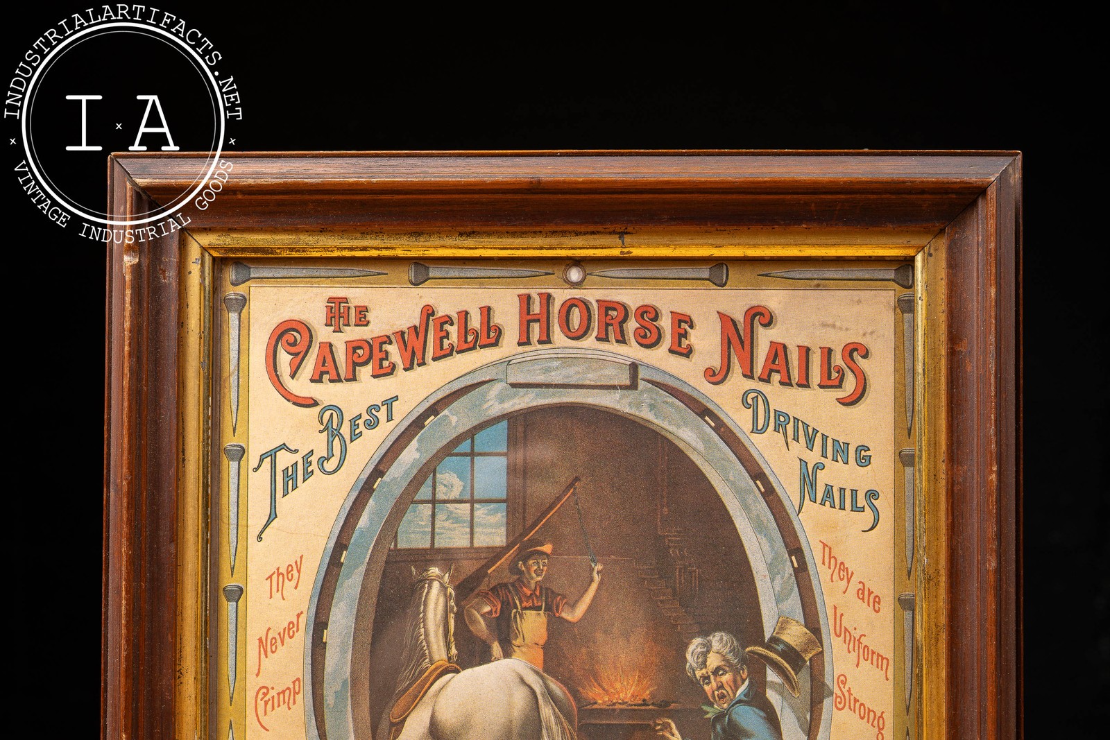 Late 19th Century Capewell Horse Nail Framed Advertising Print
