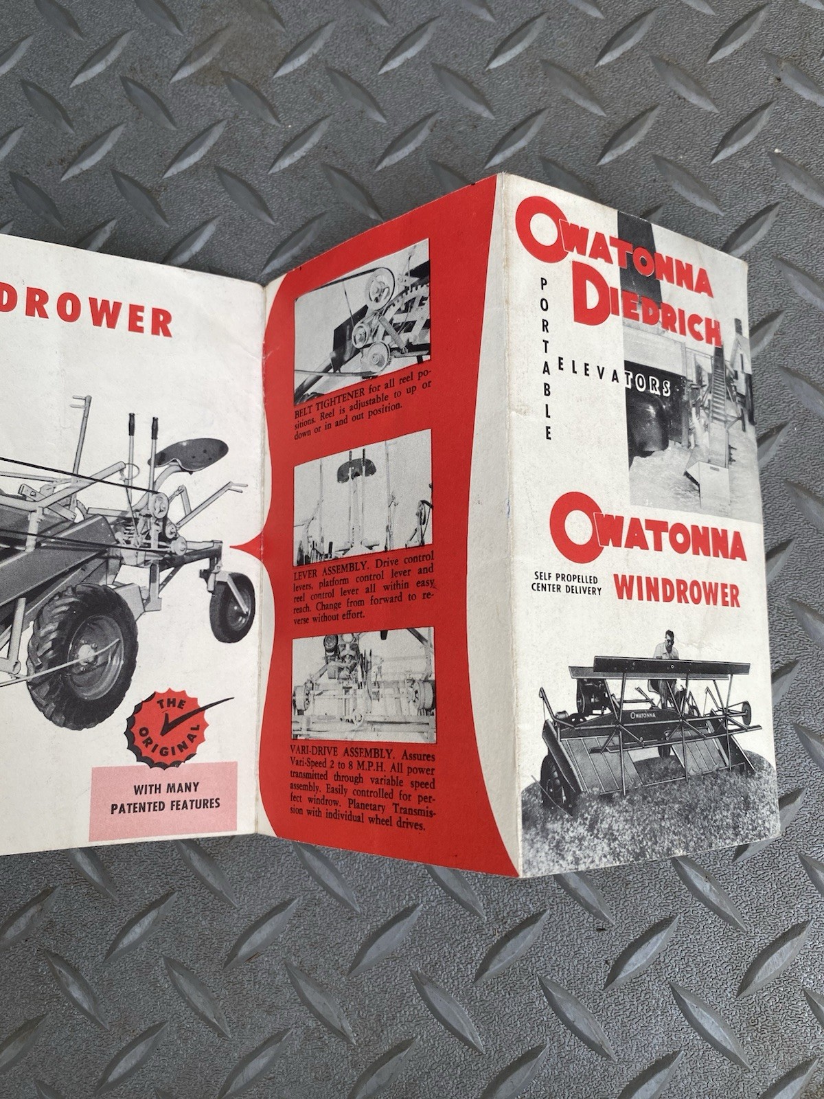 Owatonna Diedrich Windrower Brochure Portable Elevators Pocket Size