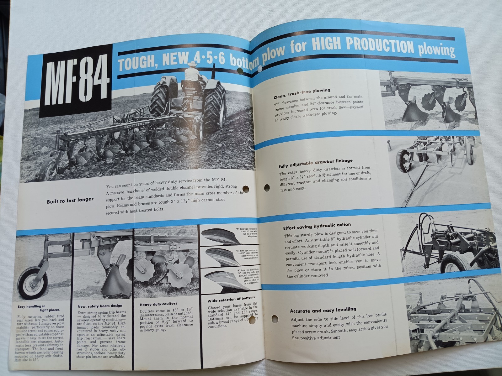 Vintage Mailer Massey Ferguson MF 84 Pull Type Moldboard Plow Dealer Brochure AD