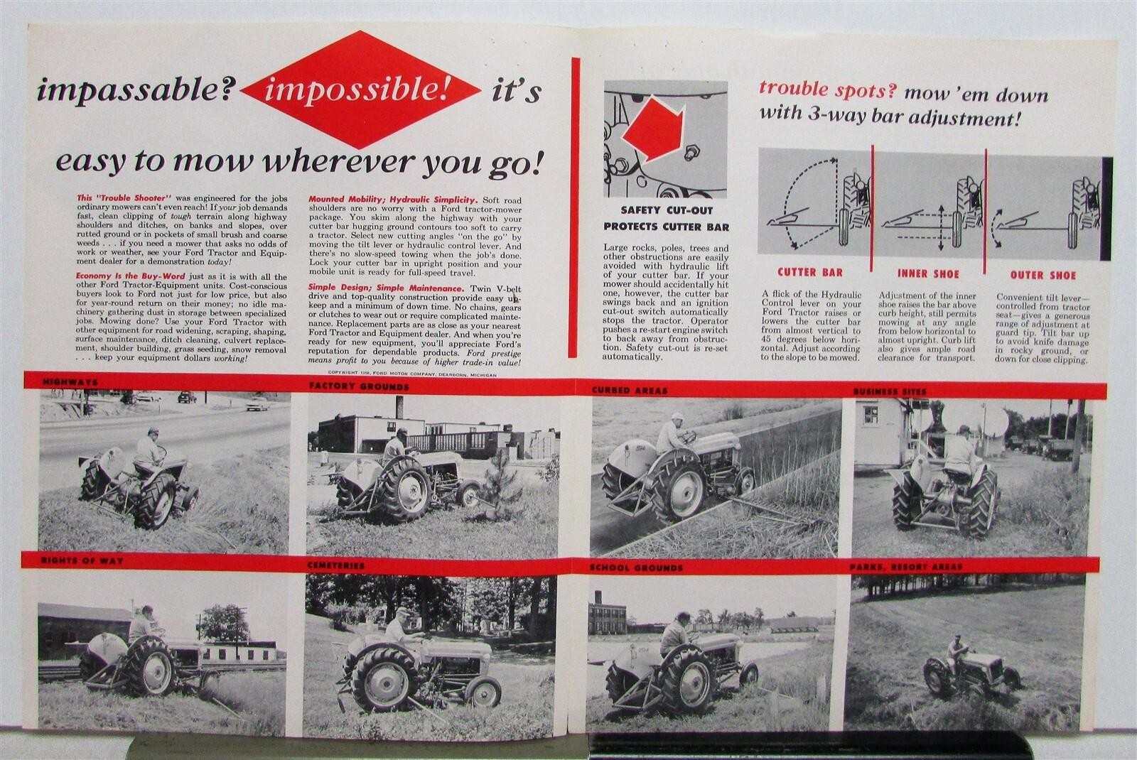 1956 Ford Side Mower Specifications Agriculture Sales Brochure