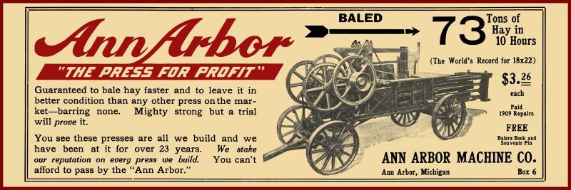 1910 Ann Arbor Machine Co. Balers NEW Metal Sign – Ann Arbor, Michigan