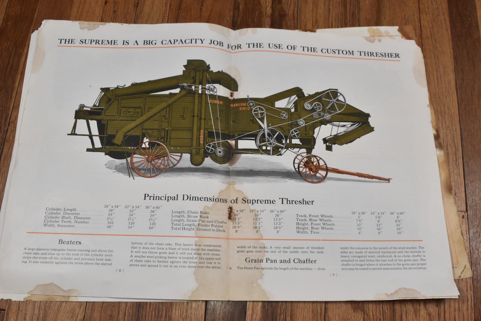 Vintage Huber Supreme Thresher Farm Threshing Machine Advertising Sales Brochure