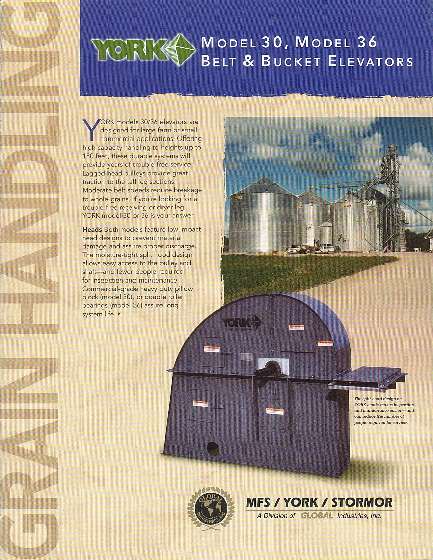 Farm Equipment Brochure – York – 16 24 30 36 Belt Bucket Grain Elevator (F2927)