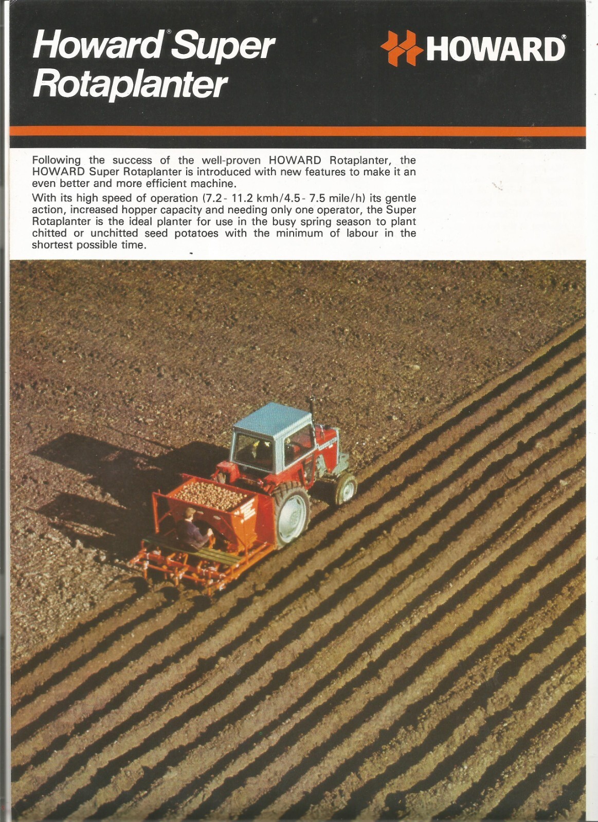 Original OEM OE Howard Super Rotaplanter Sales Brochure Specifications Sheet