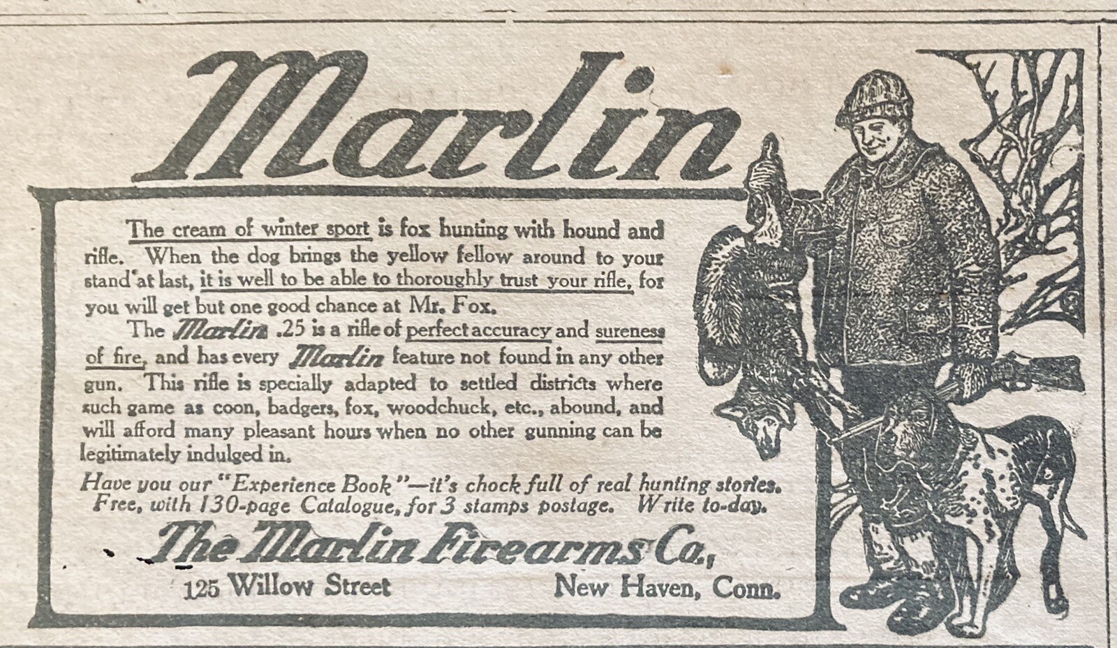1906 AD(XH35)~MARLIN FIREARMS CO. BEW HAVEN, CONN. MARLIN .25 RIFLE