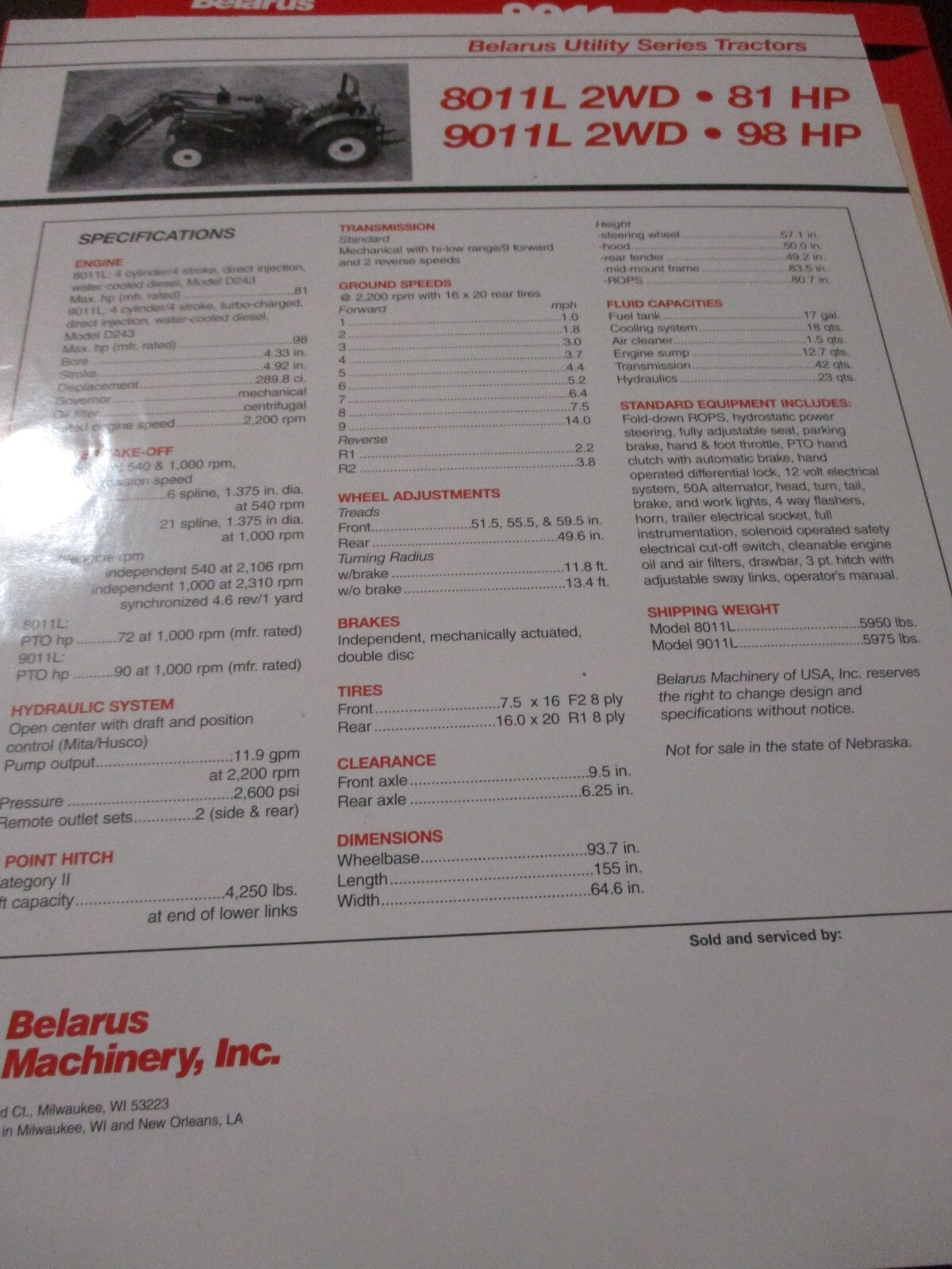 Belarus Tractors Sales/Specifications Brochures 7 items, Circa 1990&rsquo;s
