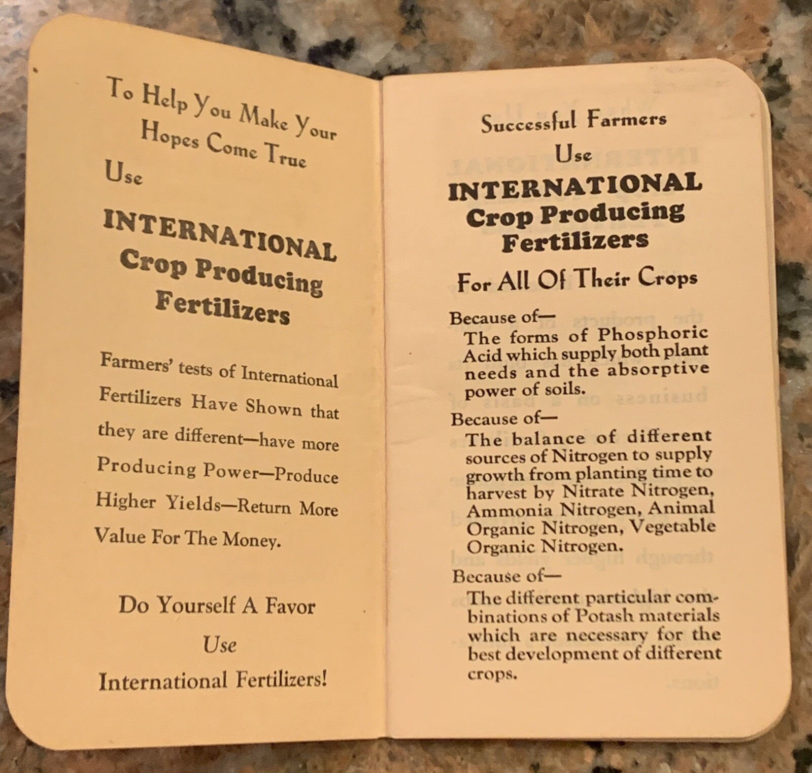 1939 international agricultural fertilizers notebook by 5.25” x 3”
