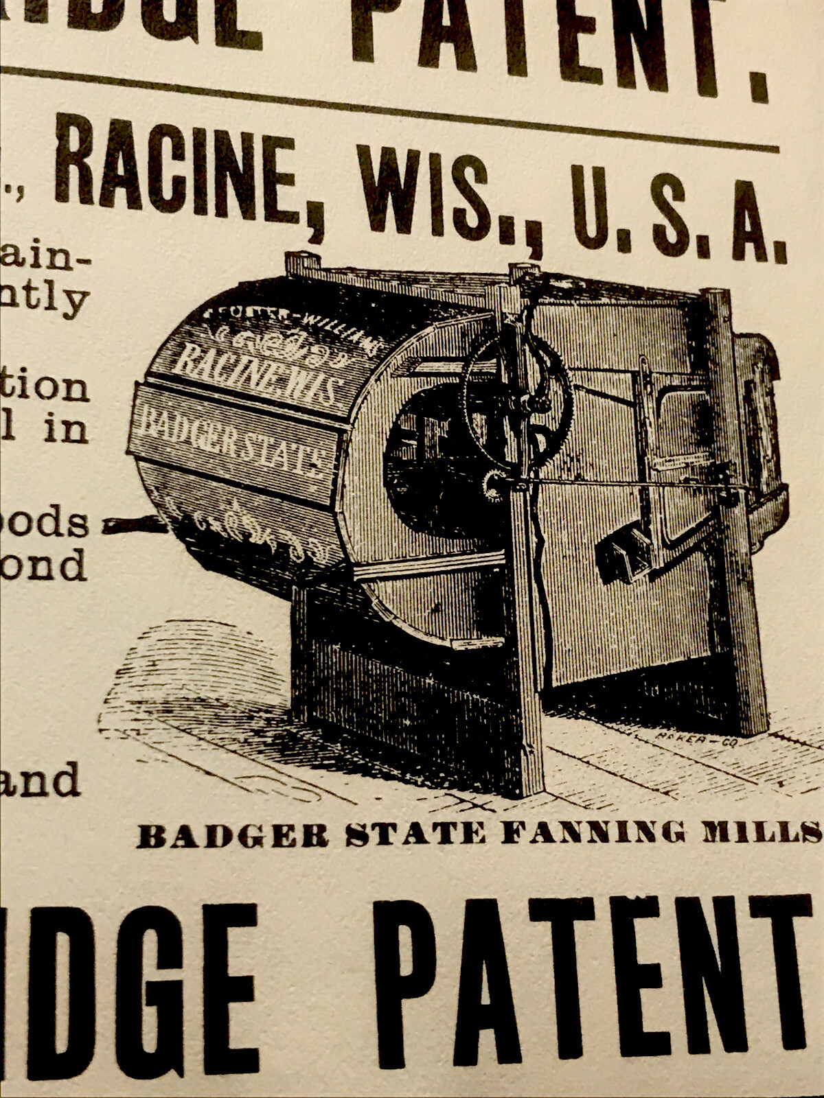 1889 Stowbridge Sower & Mills Farm Advertising – Racine – Wisconsin