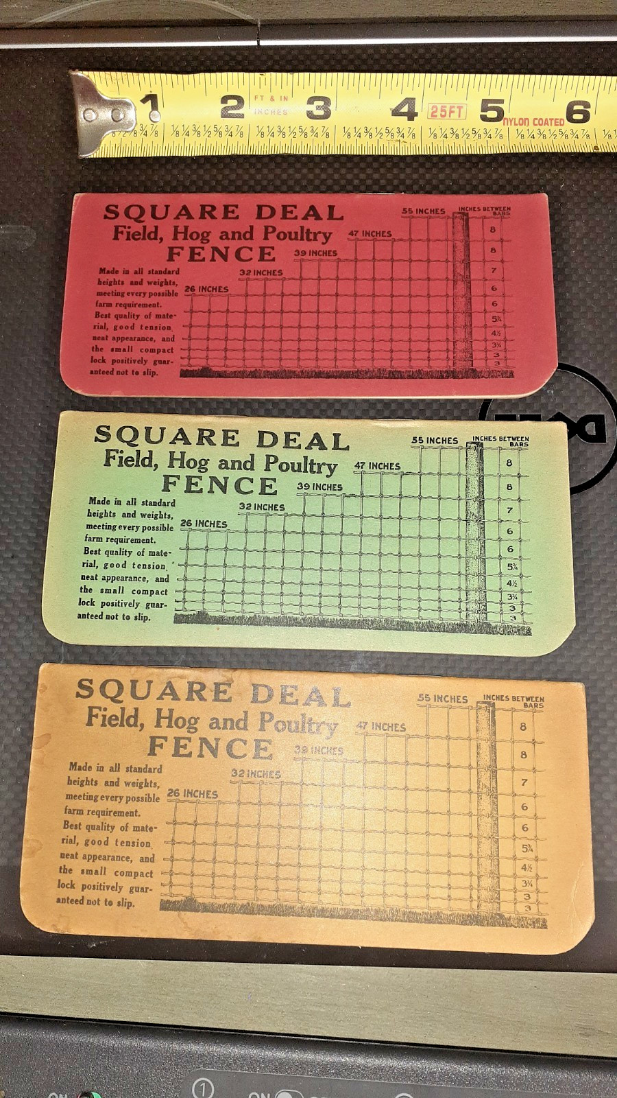 3 SQUARE DEAL KNOT/FENCE POCKET MEMO&rsquo;S, MINTY UNUSED, 1926? 3 COLORS,