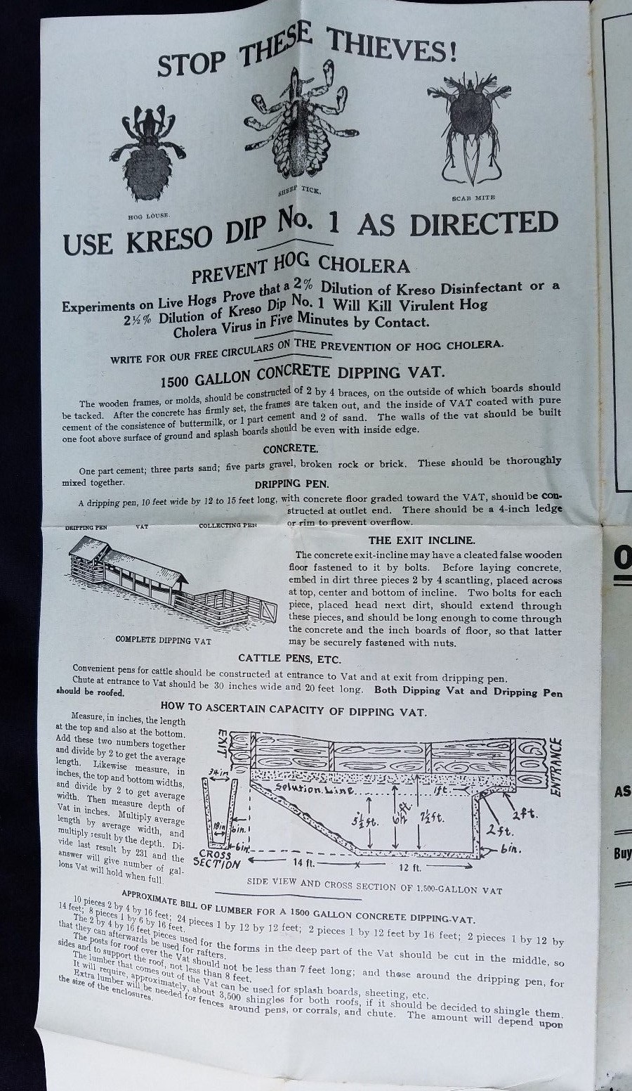 1919 Parke Davis Detroit Leaflet Farm Sanitation Concrete Hog Wallows Dip Vats